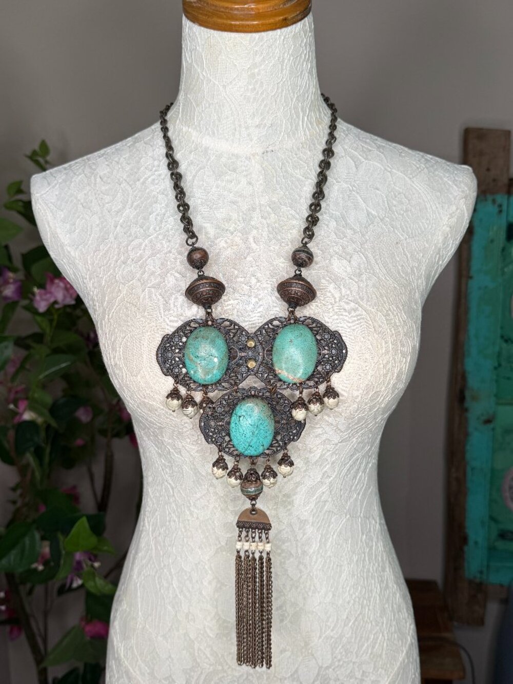 Handcrafted Turquoise Statement Necklace